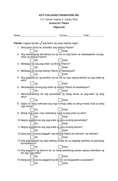 tagalog survey questionnaire sample|How to make Research Questionnaire Explained in Filipino.